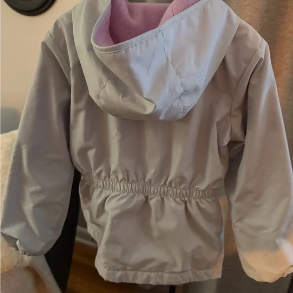 Nike rip stop hooded rain jacket girls child size 4-5 Full zipper fleece lined - Picture 3 of 10